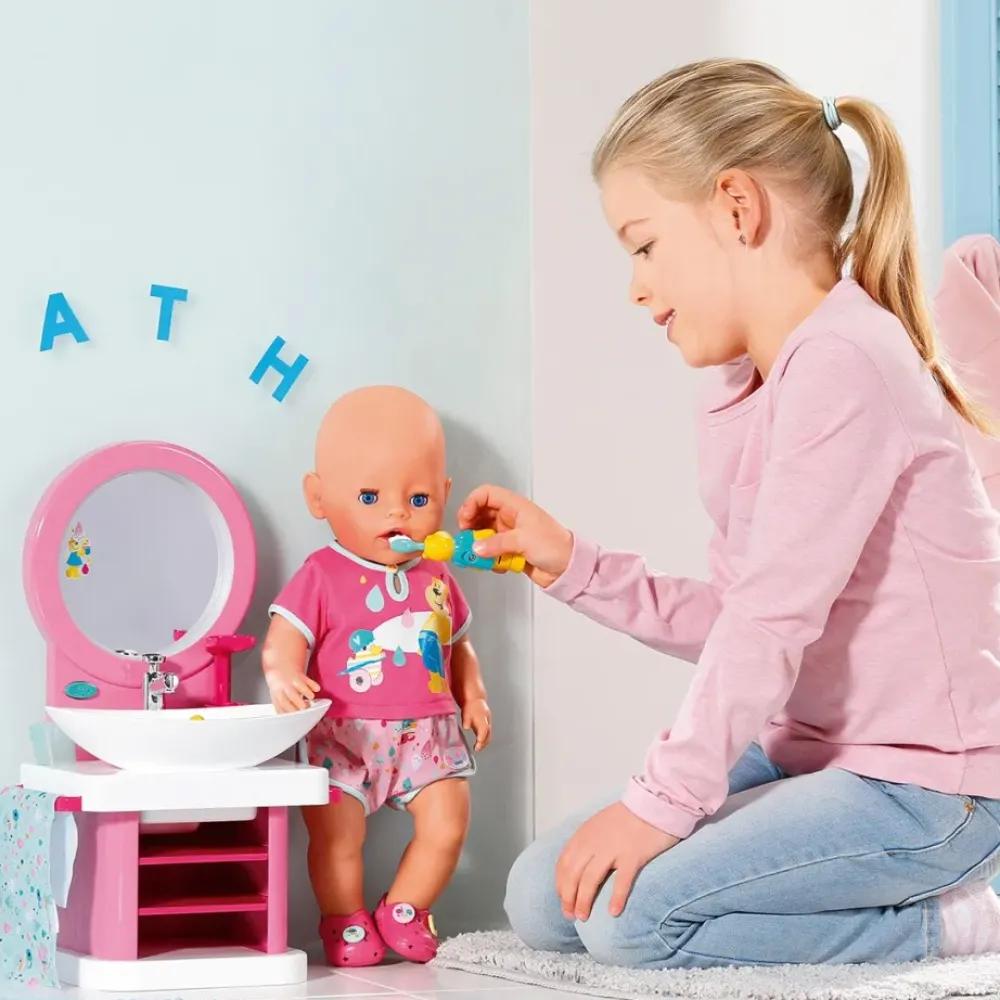 Baby Born Munecas Y Peluches*Accesorio De Muneca Bebe Bano Lavabo Hora De Lavarse Los Dientes