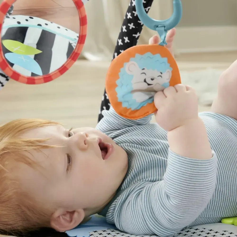 Fisher-Price Preescolar*Alfombra Gimnasio 3 En 1, Estampado Animalitos Divertidos, Manta Para Bebe Recien Nacido Con Accesorios