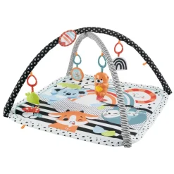 Fisher-Price Preescolar*Alfombra Gimnasio 3 En 1, Estampado Animalitos Divertidos, Manta Para Bebe Recien Nacido Con Accesorios
