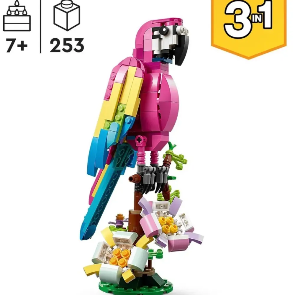 LEGO Puzzles Y Construcciones*Animales De Juguete Para Construir Loro Rosa Exotico Creator 3 En 1