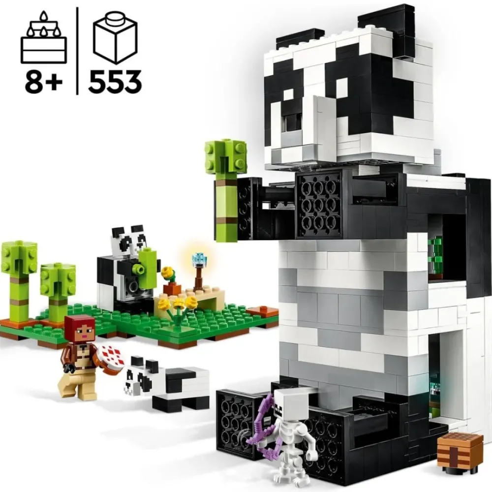 LEGO Puzzles Y Construcciones*Casa De Juguete Para Construir El Refugio-Panda Con Animales Y Mini Figuras Minecraft