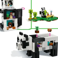 LEGO Puzzles Y Construcciones*Casa De Juguete Para Construir El Refugio-Panda Con Animales Y Mini Figuras Minecraft