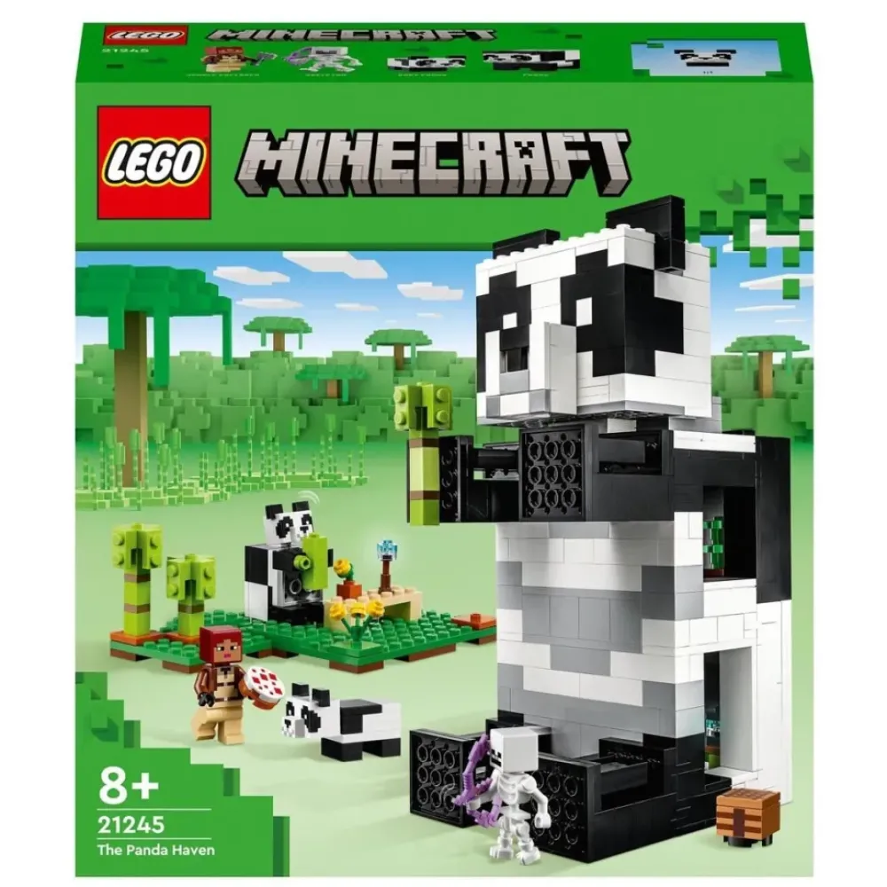 LEGO Puzzles Y Construcciones*Casa De Juguete Para Construir El Refugio-Panda Con Animales Y Mini Figuras Minecraft