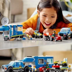 LEGO Puzzles Y Construcciones*Central Movil De Policia, Coches De Juguete Para Construir: Todoterreno Con Dron, Tractor Y Camion, City Police