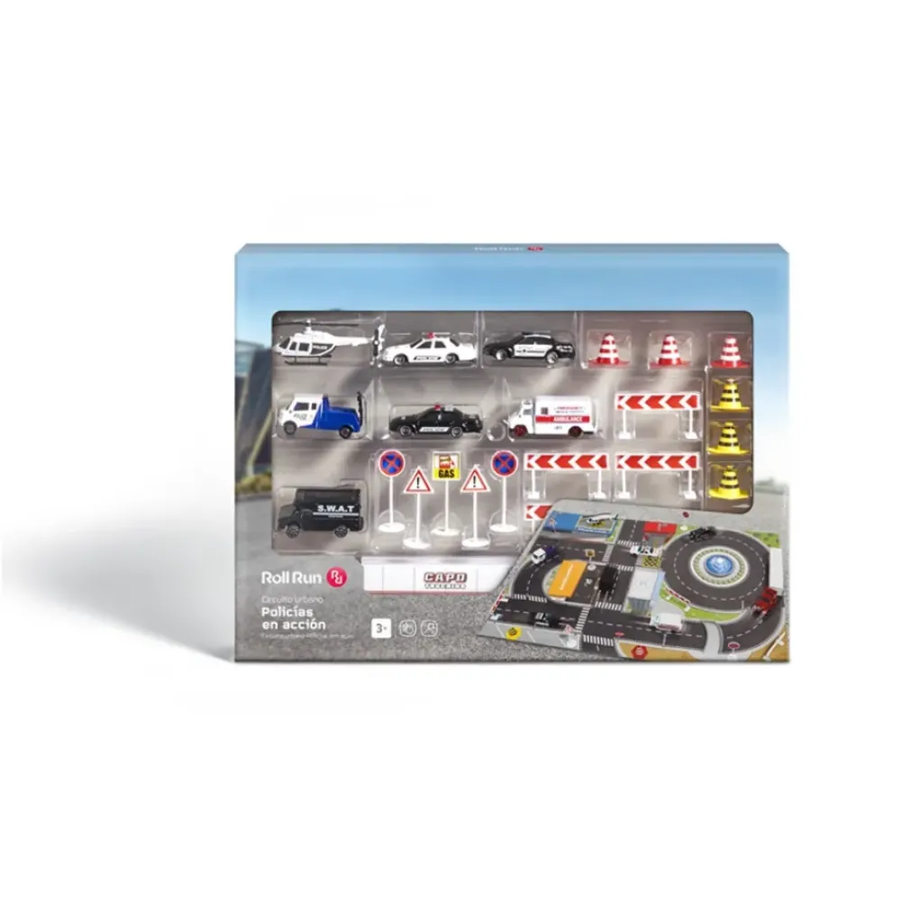 El Corte Inglés Coches, Circuitos Y Radiocontrol*Circuito Urbano Con 7 Coches Y Helicoptero Policias En Accion El Corte Ingles
