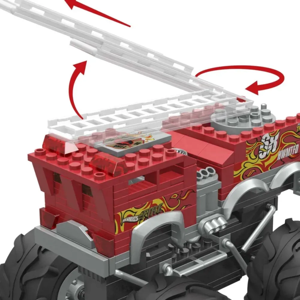 Hot Wheels Puzzles Y Construcciones*Conjunto De Construccion Del Monster Truck 5-Alarm De De Mega