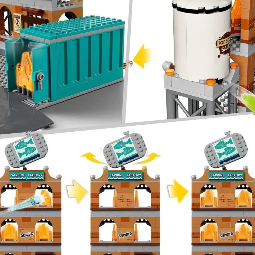 LEGO Puzzles Y Construcciones*Cuerpo De Bomberos, Set De Construccion De Edificio Con Llamas Plegables, Camion De Juguete Y Mini Figuras, City Fire