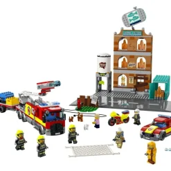 LEGO Puzzles Y Construcciones*Cuerpo De Bomberos, Set De Construccion De Edificio Con Llamas Plegables, Camion De Juguete Y Mini Figuras, City Fire
