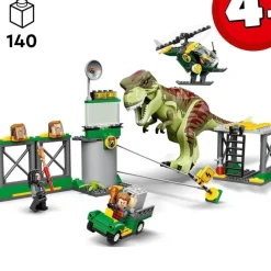 LEGO Puzzles Y Construcciones*Juguete De Construccion Fuga Del Dinosaurio T. Rex Con Helicoptero Jurassic World