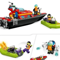 LEGO Puzzles Y Construcciones*Juguete De Construccion Lancha De Rescate De Bomberos Y Barco Zodiac Para La Banera City