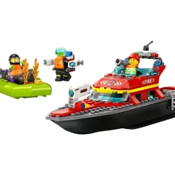LEGO Puzzles Y Construcciones*Juguete De Construccion Lancha De Rescate De Bomberos Y Barco Zodiac Para La Banera City