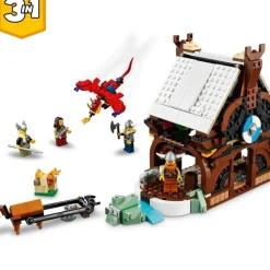 LEGO Puzzles Y Construcciones*Juguete De Construccion Y Accion Barco Vikingo Y Serpiente Midgard, Casa, Dragon Y Lobo Creator 3En1