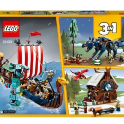 LEGO Puzzles Y Construcciones*Juguete De Construccion Y Accion Barco Vikingo Y Serpiente Midgard, Casa, Dragon Y Lobo Creator 3En1