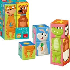 Goula Preescolar*Juguete Puzzle Cubico De 6 Cubos De Los Animales Match & Mix