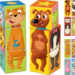 Goula Preescolar*Juguete Puzzle Cubico De 6 Cubos De Los Animales Match & Mix
