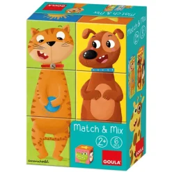Goula Preescolar*Juguete Puzzle Cubico De 6 Cubos De Los Animales Match & Mix