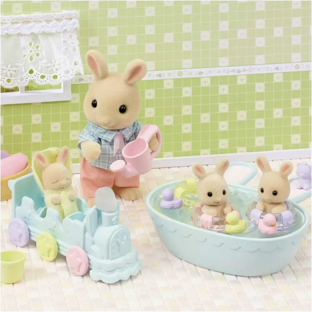 Sylvanian Families Munecas Y Peluches*La Hora Del Bano De Los Trillizos