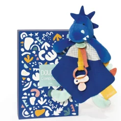 Doudou Et Compagnie Preescolar*Les Calinosauressashou, Mantita Pinza Para Chupete (Azul)