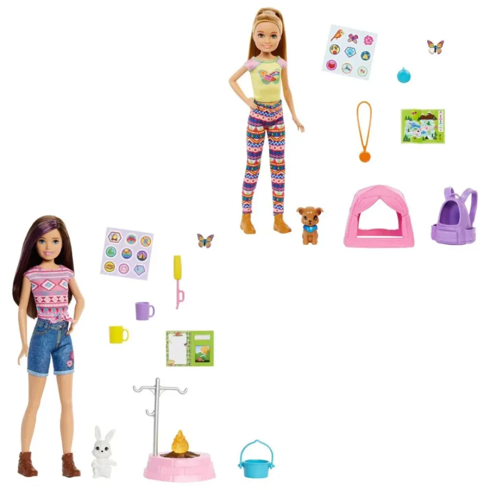 Barbie Munecas Y Peluches*Muneca ¡Vamos De Camping! Munecas Con Mascotas