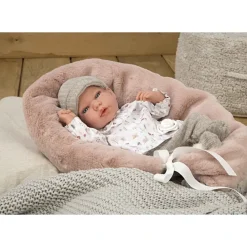 Muñecas Arias Munecas Y Peluches*Muneca Con Peso Elegance 40 Cm Andie Gris Con Cojin Lactancia