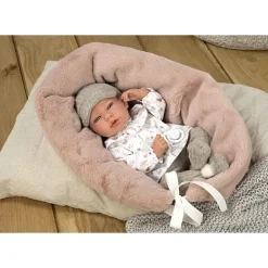 Muñecas Arias Munecas Y Peluches*Muneca Con Peso Elegance 40 Cm Andie Gris Con Cojin Lactancia