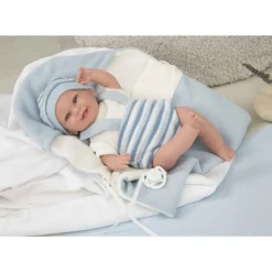 Muñecas Arias Munecas Y Peluches*Muneca Con Peso Elegance 35 Cm Babyto Azul Con Manta