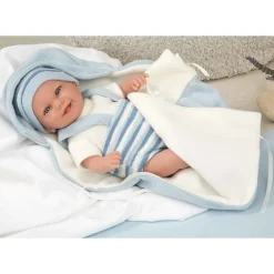 Muñecas Arias Munecas Y Peluches*Muneca Con Peso Elegance 35 Cm Babyto Azul Con Manta