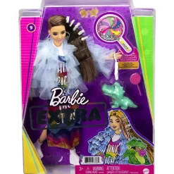 Barbie Munecas Y Peluches*Muneca Morena Articulada Con Vestido Arcoiris, Accesorios De Moda Y Mascota Extra