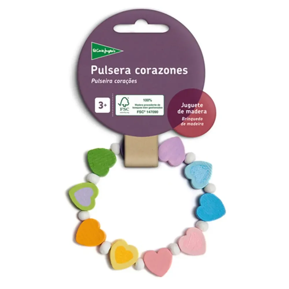 El Corte Inglés Disfraces Y Complementos*Pulsera De Corazones De Madera Sostenible El Corte Ingles