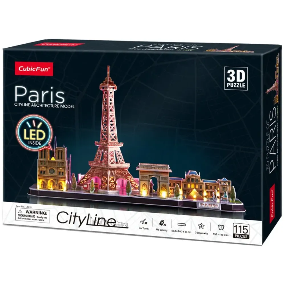 CubicFun Puzzles Y Construcciones*Puzzle 3D Con Los Monumentos Mas Emblematicos De Paris E Iluminacion Led En Su Interior El Corte Ingles