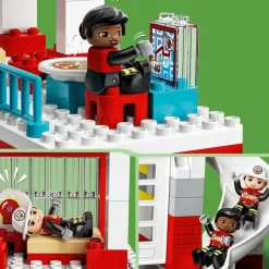 LEGO Puzzles Y Construcciones*Set De Construccion Parque De Bomberos Y Helicoptero Con Camion De Juguete Duplo