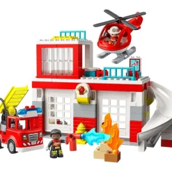 LEGO Puzzles Y Construcciones*Set De Construccion Parque De Bomberos Y Helicoptero Con Camion De Juguete Duplo