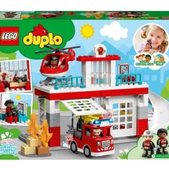 LEGO Puzzles Y Construcciones*Set De Construccion Parque De Bomberos Y Helicoptero Con Camion De Juguete Duplo