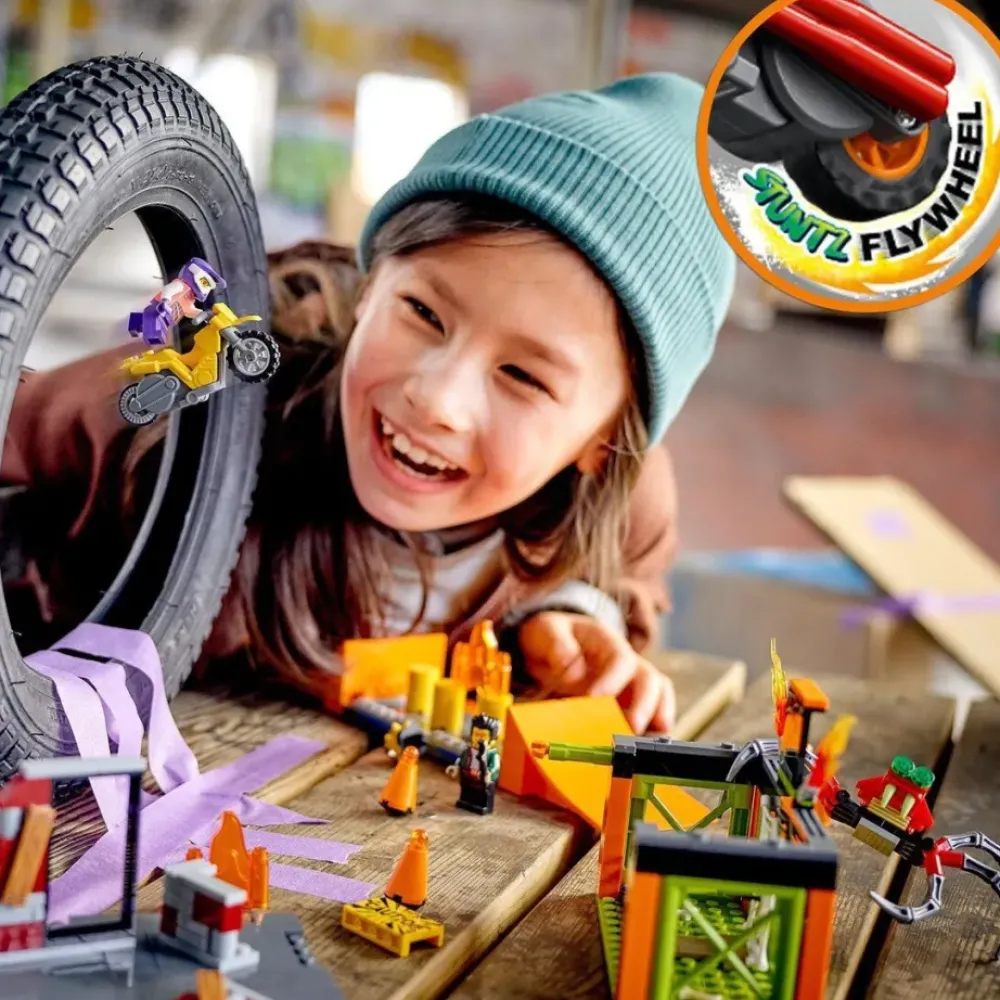 LEGO Puzzles Y Construcciones*Set De Construccion Parque Acrobatico Con Moto De Juguete City Stuntz