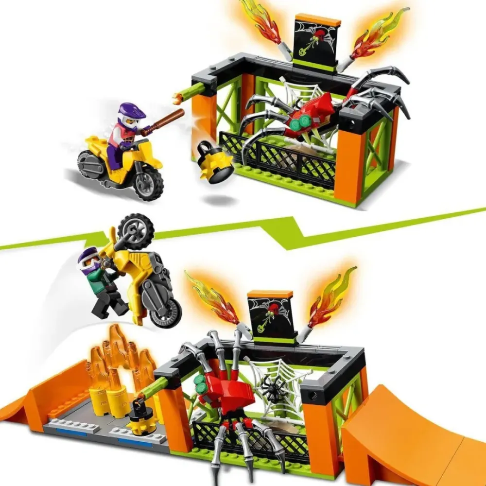 LEGO Puzzles Y Construcciones*Set De Construccion Parque Acrobatico Con Moto De Juguete City Stuntz