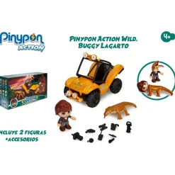 PINYPON ACTION Muñecos Articulados*Set De Vehiculo Buggy Y Figura Lagarto