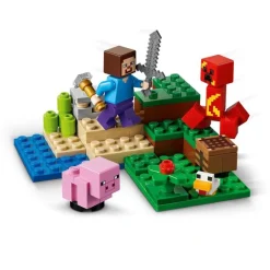 LEGO Puzzles Y Construcciones*Set Para Construir La Emboscada Del Creeper Con Mini Figuras De Steve, Cerdito Y Pollo Minecraft