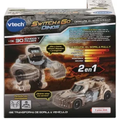 VTech Muñecos Articulados*Switch&Go Dinos, Derrape El Gorila Rally, Dinosaurios Que Se Transforman En Vehiculos
