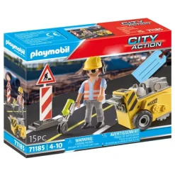 Playmobil Muñecos Articulados*Trabajador De La Construccion Con Cortador De Bordes City Action