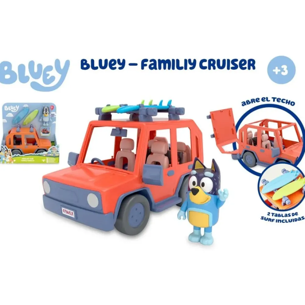 Bluey Preescolar*Vehiculo De Juguete Family Cruiser Con Figura De Bandit El Padre De