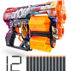 X-Shot Juguetes Al Aire Libre* Skins-Dread Doble Tambor Y 12 Dardos 3 Disenos Surtidos